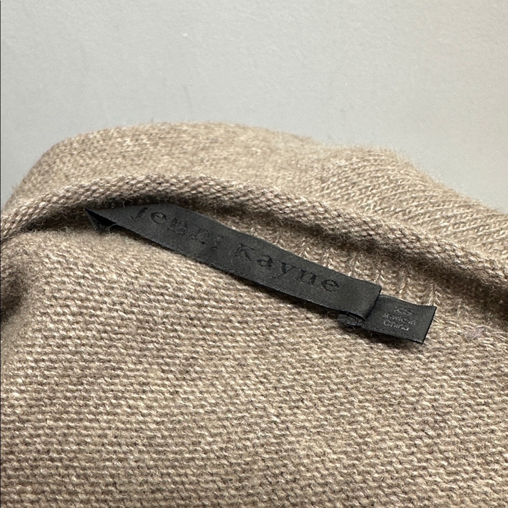 Jenni Kayne Everyday Sweater Cashmere Wool Knit Blend Long Sleeve Taupe Brown XS - Picture 9 of 10